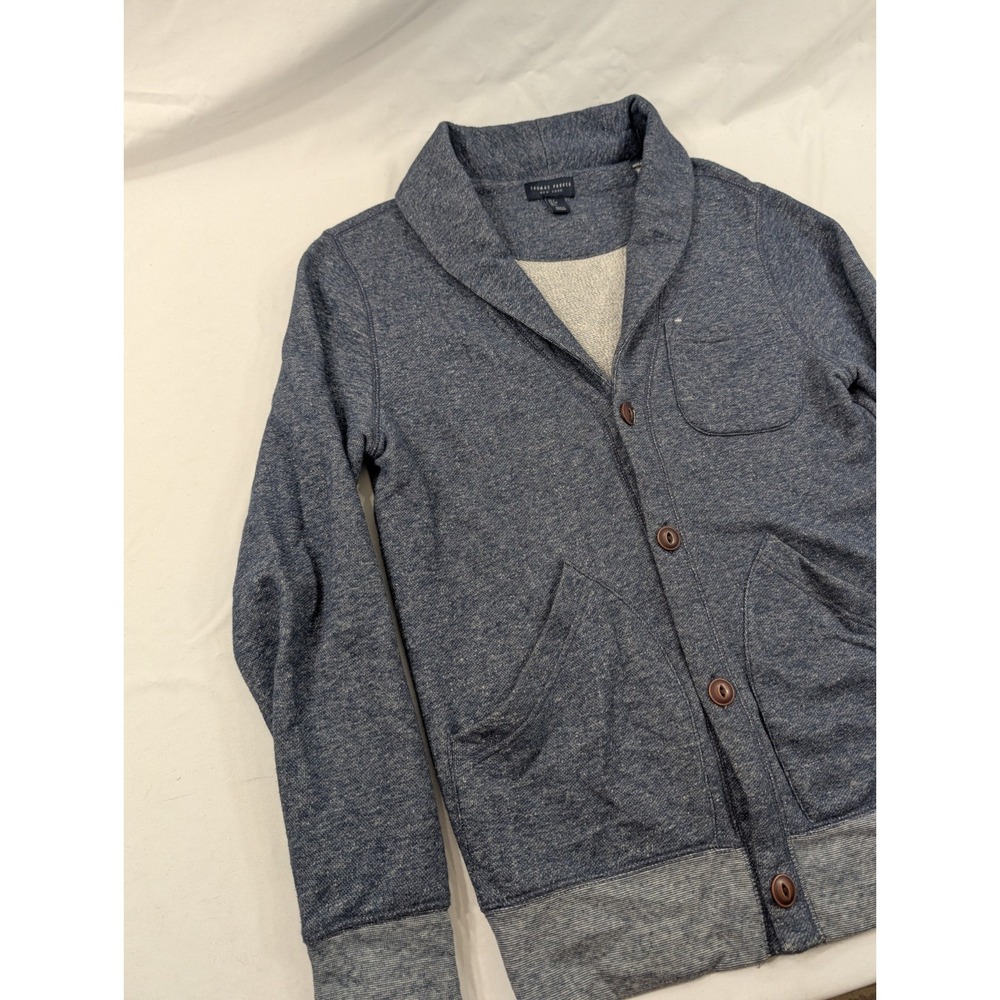 Thomas Parker Mens's Blue Gray‎ Two Tone Cotton Cardigan Vintage, Size Medium